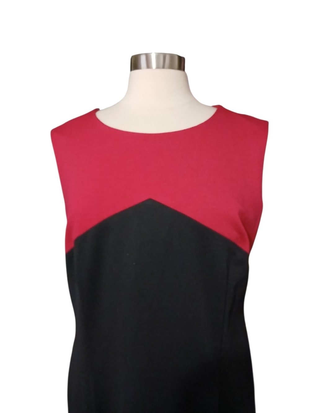 Kasper | Pink and Black Colorblock Midi Sheath Dress Size 16 - Picture 2 of 5